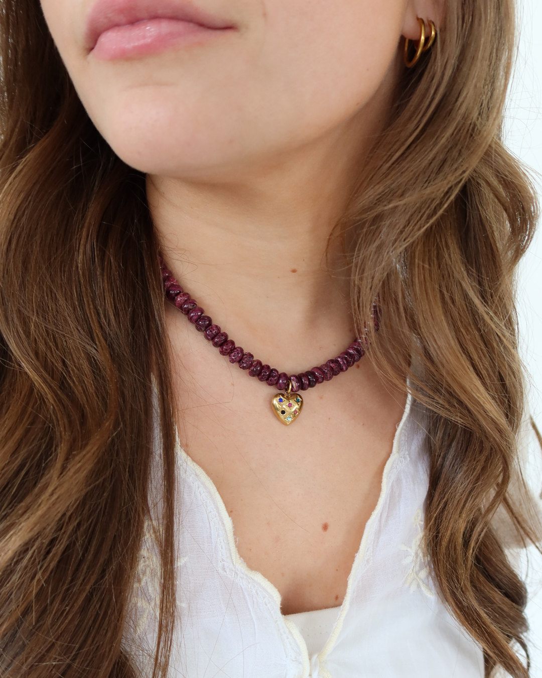 BURGUNDY HEART NECKLACE